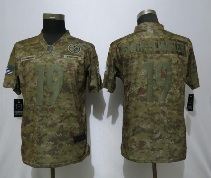 Women Pittsburgh Steelers #19 Smith-schuster Nike Camo Salute to Service Limited NFL Jerseys